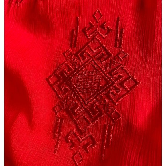 Style & Co Red Mixed Media Knit Top with Embroidered Chiffon Overlay Size XXL - Picture 6 of 9